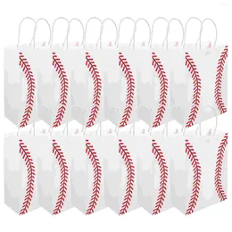 Gift Wrap 12Pcs Paper Bags Kraft Handheld Shopping Sports Baseball Printing