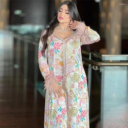 Ethnic Clothing Feather Diamond Abaya For Fashion Muslim Women Print Long Maxi Dress Turkey Dubai Kaftan Islamic Eid Party Arab Gown Caftan