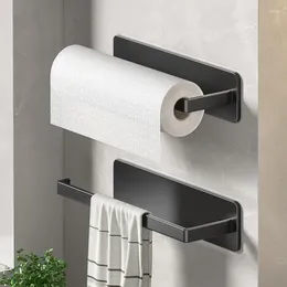 Kitchen Storage Paper Towel Holder Wall Mount Nail-Free Bathroom Toilet Lengthen Rack Self-Adhesive Roll