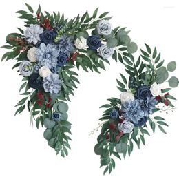 Decorative Flowers 2pcs/set Artificial Flower Blue Outdoor Wedding Arch Celebration Background Ornamental