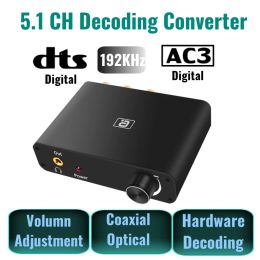 Converter Digital to Analogue 5.1CH to 2.0 Audio Decoder Converter DAC Adapter Amplifier AC3 DTS To 2RCA For Speaker&TV DVD&35MM Headphone