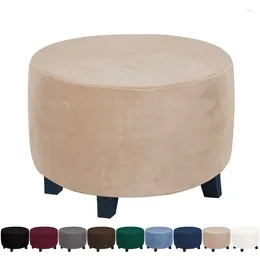 Chair Covers Velvet Round Ottoman Stool Cover All-inclusive Stretch Footrest Seat Slipcover Removable For Living Room Bedroom