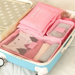 Storage Bags 6pcs Travel Clothes Bag Portable Waterproof Luggage Organiser Pouch Packing Cube Multifunctional Net Travelling