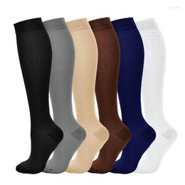 Women Socks Solid Colour Stockings Nylon Pressure Compression Varicose Vein Leg Knee High Support Long Stocking Black White Grey Stock