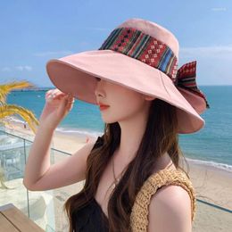 Wide Brim Hats Famous Ethnic Style Sunshade Hat Summer Women's Breathable Casual Sun Outdoor Large Face Covering Fisherman