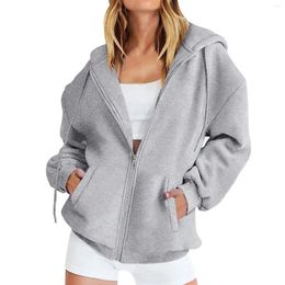 Women's Hoodies Womens Oversized Zip Up Letter Print Drawstring Sweatshirts Clothes Teen Girl Fall Casual Jackets With Hoodie Long