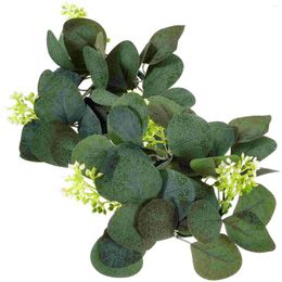 Decorative Flowers 2 Pcs Candlestick Garland Stand Eucalyptus Wreaths Rings Leaf Greenery Candy Silk Flower