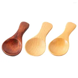 Disposable Flatware 3 Pcs Mustard Wooden Ice Cream Spoons Seasoning Portable Compact Tea Beech Home Baby