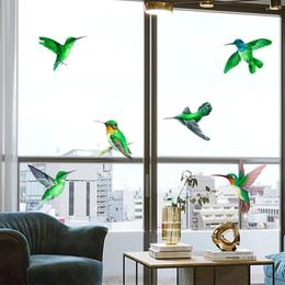 Window Stickers 6Pcs/Set Hummingbird Sticker Glass Decal Electrostatic Film Anticollision Non Adhesive Cling Bird Strikes