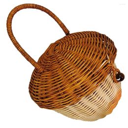 Storage Bags Hand Acorn Bag Kids Gift Basket Handles Rattan Decor Home Flower Gathering Easter Rustic Girl