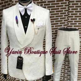Men's Suits Floral Printed Men Suit 3 Pieces Slim Fit Fashion Shawl Lapel Jacket Vest Pants Set Prom Party Business Luxury Tuxedos