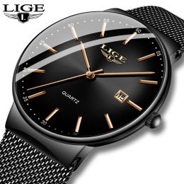 Watches Lige Mens Watches Fashion Ultra Thin Watch Man Waterproof Date Quartz Wristwatch for Men Business Male Clock Relogio Masculino