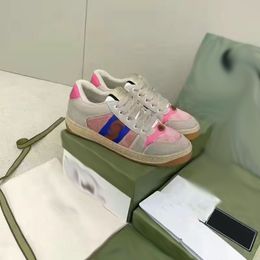 2024 Fashion Designer Pink do old casual shoes for men and women ventilate comfortable Versatile Leather splice Flat base casual shoes dd0331 35-44 4