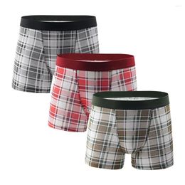 Underpants 3PC Underwear Men's Boxers Style Gay Sexy Plaid Comfortable 3.9