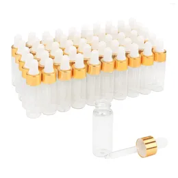 Storage Bottles 50pcs 5ml Empty Transparent Glass Containers Vials Holder Essential Oil Dropper Makeup Sample