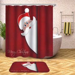Shower Curtains Christmas Curtain 3D In The Bathroom Set Of Bath Mat 45x75cm And