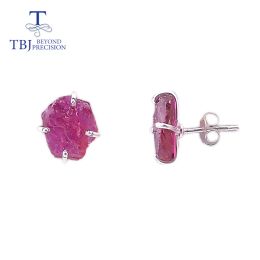 Earrings Handmade Ruby rough earring nautral aquamarine earring natural rhodolite garnet earring 925 sterling silver Jewellery tbj