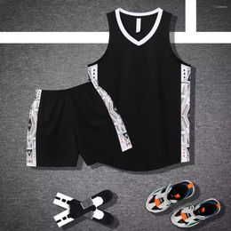 Men's Tracksuits Set Black Basketball Primary Game Team Short Sleeve Uniform Training Vest And Shorts