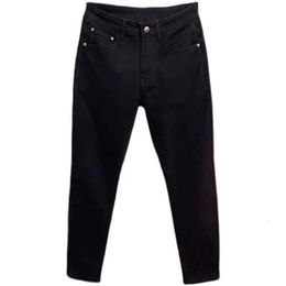 Pi Shuai Pure Black Summer Men's Thin Jeans European High End Casual Zipper Mid Waist Elastic Slim Fit Small Feet Pants