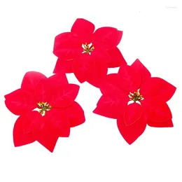 Decorative Flowers 4Color 20cm Artificial Fake Silk Red Gold Flower Heads Christmas Poinsettia For Diy Xmas Bouquet Wall Decoration