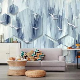 Wallpapers CJSIR 3D Creative Nordic Abstract Bird Mural TV Background Wall Custom Large Green Wallpaper Papel De Parede