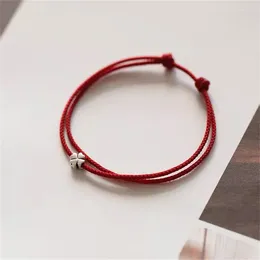 Bangle Four-leaf Clover Mini String Bracelet Lucky Red Handmade Rope Charm