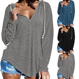 Women's Hoodies Womens Shirts V Neck Hooded Long Sleeve Fitness Top Casual Oversize Pullover Tops Hoodie Stretchy Scrub