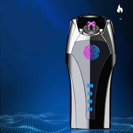 Pulse Dual Arc Outdoor Windproof Metal Ice Fingerprint Sensitive USB Rechargeable Lighter Digital Power Display Portable Gadget