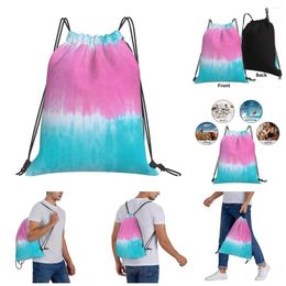 Backpack Drawstring Bags Gym Bag Blue Pink Cotton Tie Dye Humour Graphic Cool Knapsack