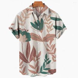 Mens Casual Shirts Palm Shadow Graphic For Men Clothing 3D Printing Hawaiian Beach Short Sleeve Y2k Tops Vintage Clothes Lapel Blouse