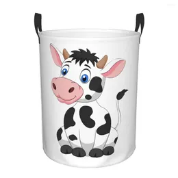 Laundry Bags Cute Cartoon Milk Cow Hamper Large Storage Basket Kids Nursery Toy Organizer