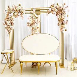 Party Decoration Props Event Decor Baby Shower 2m Golden 4 Rows Shiny Plating Arch Backdrop Stand For