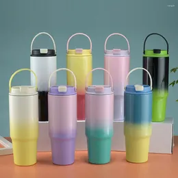 Water Bottles Insulated Tumbler With Straw Stainless Steel Cup Handle For Home Adults