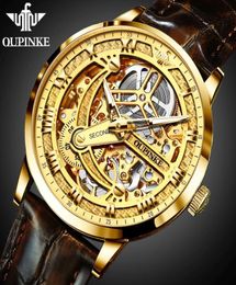 Wristwatches OUPINKE Business Man039s Automatic Watch Top Men Mechanical Watches Transparent Sapphire Skeleton Hollow Reloj Hom7211038