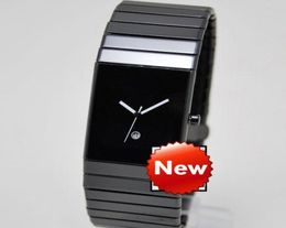 Swiss Brand New Design Luxury Men Dress Male Watch Qaurtz Fashion Square Antique Black Ceramic Watches Band Casual Mens Sport Wris7678843