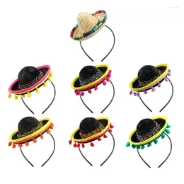 Party Supplies Sombrero Hat Headgear Mexicans Festival Headband Family Costume Hairhoop Drop