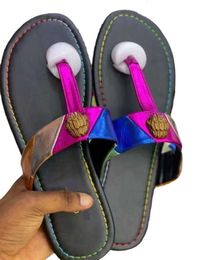 High Quality Kurt Geiger Flip Flops Slippers Womens Sandals Stitching Luxury Rainbow Slipper Designer Slides Flat Shoes Eagle Head Diamond Buckle Plus Fashion 532