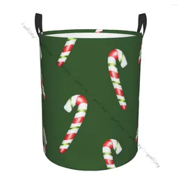 Laundry Bags Bathroom Basket Watercolor Christmas Candy Cane Foldable Hamper Clothes Organizer