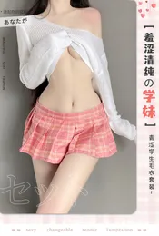 Brand new Sexy Set Jk Schoolgirl Lingerie Ro Play Costume Women Mini Skirt Sweater Transparent Temptation Porn School Uniform Naughty Outfit