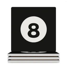 Table Mats Billiard Solid Black Ball Number 8 Ceramic Coasters (Square) Cup Pads Tea Holder For Coffee Cups