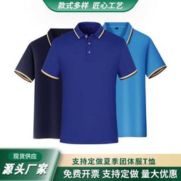 Summer Mens Polo Shirt with Flip Collar T-shirt Embroidered Printing Corporate Work Clothes Cultural Short Sleeved