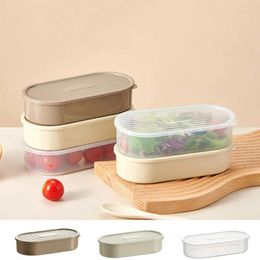 Storage Bottles 2Pcs/set Plastic Food Container Portable Oval Sealed Fruit Box Small Leak-proof Refrigerator Organiser Kids