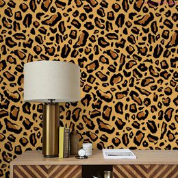 Wallpapers Yellow Leopard Print Peel And Stick Wallpaper Retro PVC Self-adhesive Wall Stickers Vintage Furniture Room Decor