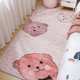 Carpets Nordic Cartoon Hand Woven Cotton Carpet Geometric Pattern Bedroom Rug Bedside Absorb Water Bathroom Mat Doormat Home Decor