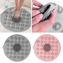 Bath Mats Round Non-Slip Shower Mat With Drain Hole Portable Bathing Rugs Foot Massage Pad Raised Bathroom Accessories