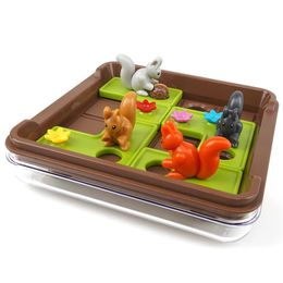 Crazy Squirrel Kids Puzzle Portable Table Mindfulness Training Brain Game Toys Logic Board Exercise Memory squirrels go nut 240401