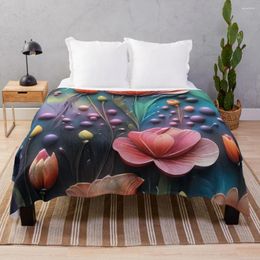 Blankets Realistic Delicate 3D Wild Flowers - Expressive Botanical Pattern. Throw Blanket For Sofa Anime