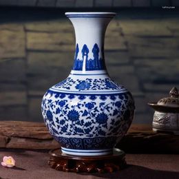 Vases Chinese Jingdezhen Blue White Porcelain Ceramic Vase Ornaments Desktop Crafts Smooth Surface Home Decoration Furnishing Articles