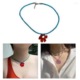 Choker Retro Braided Nylon Rope Flower Necklace Female Hip-hop Cold Wind Long Sweater Clavicle Chain Neck Drop