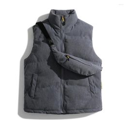 Men's Vests Winter Padded Men Corduroy Coats Thicken Warm Parkas Jackets Korean Fashion Casual Vest Waistcoat Outwear